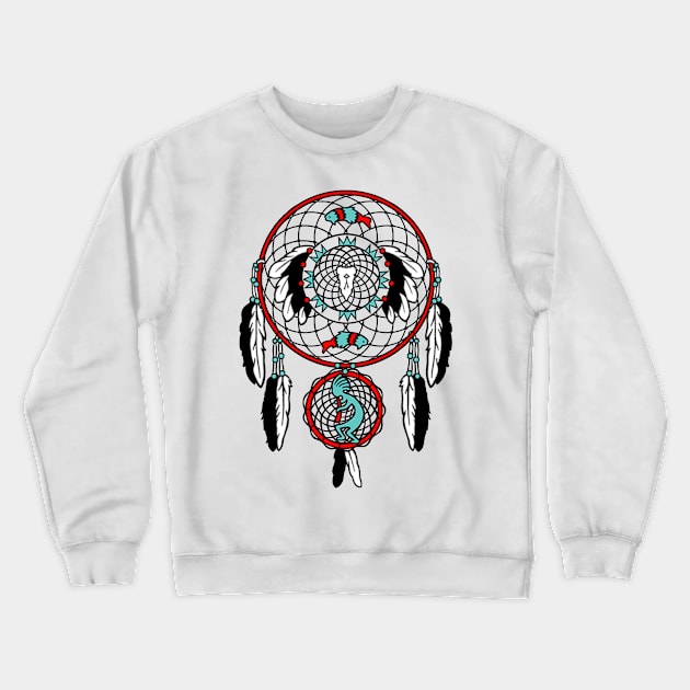 Kokopelli Dreamcatcher Crewneck Sweatshirt by Izmet